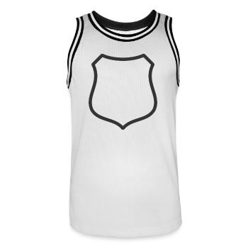 Leeres Schildlinien-Symbol Abzeichen Wappen Umrisssymbol - Männer Basketball-Trikot - Weiß/Schwarz - Vorne - AI Model Male 185 dark (185cm)