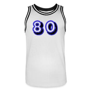 HAPPY BIRTHDAY. HAPPY BIRTHDAY. ANNIVERSARY. - Men's Basketball Jersey - white/black - Front - AI Model Male 185 dark (185cm)