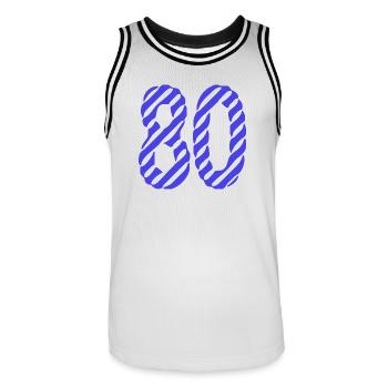 HAPPY BIRTHDAY. HAPPY BIRTHDAY. ANNIVERSARY. - Men's Basketball Jersey - white/black - Front - AI Model Male 185 dark (185cm)