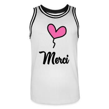 THANK YOU. MISTRESS. MASTER. THANK YOU MISTRESS - Men's Basketball Jersey - white/black - Front - AI Model Male 185 dark (185cm)