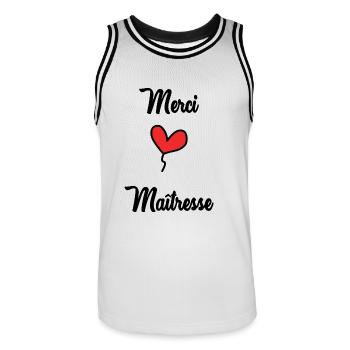 THANK YOU. MISTRESS - Men's Basketball Jersey - white/black - Front - AI Model Male 185 dark (185cm)