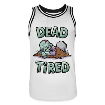 Dead Tired - Men's Basketball Jersey - white/black - Front - AI Model Male 185 dark (185cm)