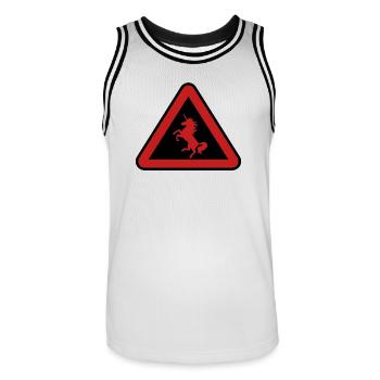 Attention licorne, danger - Maillot de basket Homme - blanc/noir - Devant - AI Model Male 185 dark (185cm)