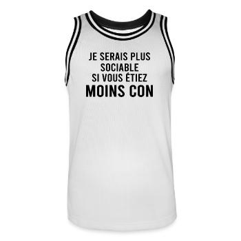 Je serai plus sociable si. - Maillot de basket Homme - blanc/noir - Devant - AI Model Male 185 dark (185cm)