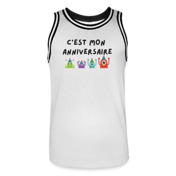 c'est mon anniversaire monstre - Maillot de basket Homme - blanc/noir - Devant - AI Model Male 185 dark (185cm)