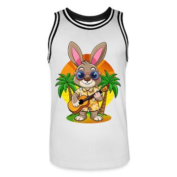 Lunettes de soleil de plage d’été de lapin drôle hawaïenne - Maillot de basket Homme - blanc/noir - Devant - AI Model Male 185 dark (185cm)