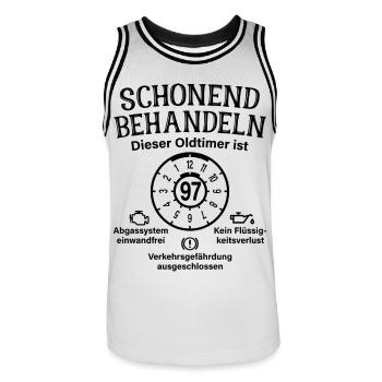 97. Geburtstag Schonend Behandeln Oldtimer Ist 97 - Männer Basketball-Trikot - Weiß/Schwarz - Vorne - AI Model Male 185 dark (185cm)