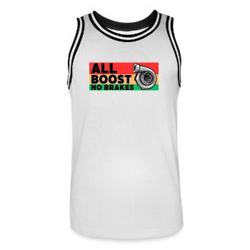 All Boost - keine Bremsen - Männer Basketball-Trikot - Weiß/Schwarz - Vorne - AI Model Male 185 dark (185cm)