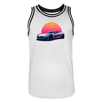 Elektrische Welle - Männer Basketball-Trikot - Weiß/Schwarz - Vorne - AI Model Male 185 dark (185cm)