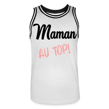 FÊTE DES MÈRES. BONNE FÊTE MAMAN. MAMAN - Maillot de basket Homme - blanc/noir - Devant - AI Model Male 185 dark (185cm)