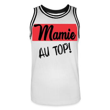 MAMIE. GRAND-MERE. FÊTE DES MÈRES - Maillot de basket Homme - blanc/noir - Devant - AI Model Male 185 dark (185cm)
