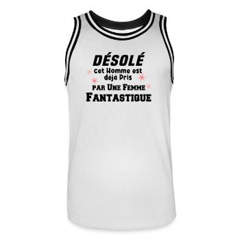 Désolé Homme déjà pris - Maillot de basket Homme - blanc/noir - Devant - AI Model Male 185 dark (185cm)
