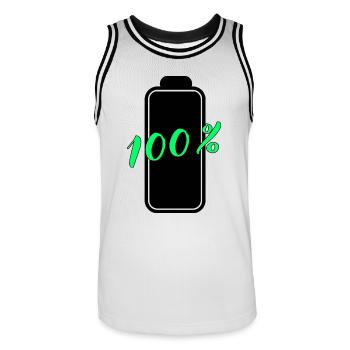 Batterie hat 100% volle Energie - Männer Basketball-Trikot - Weiß/Schwarz - Vorne - AI Model Male 185 dark (185cm)