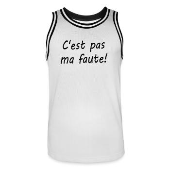 C'est pas ma faute ! - Maillot de basket Homme - blanc/noir - Devant - AI Model Male 185 dark (185cm)