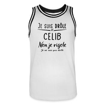 Je suis drôle et celibataire - Maillot de basket Homme - blanc/noir - Devant - AI Model Male 185 dark (185cm)