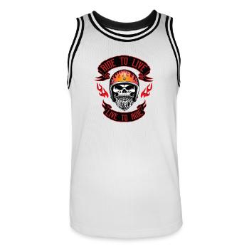 FAHREN SIE ZUM LEBEN - Männer Basketball-Trikot - Weiß/Schwarz - Vorne - AI Model Male 185 dark (185cm)
