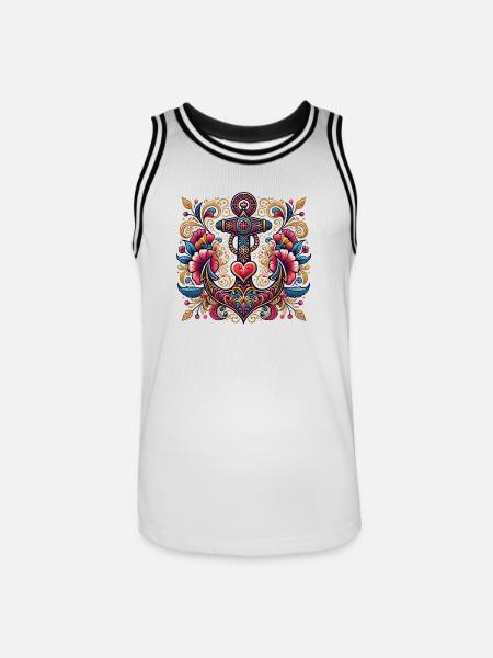 Anchor with heart - Men's Basketball Jersey - white/black