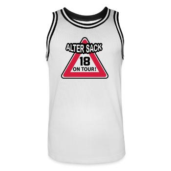 Geburstag Mann Alter Sack 18 Birthday Geschenkidee - Männer Basketball-Trikot - Weiß/Schwarz - Vorne - AI Model Male 185 dark (185cm)