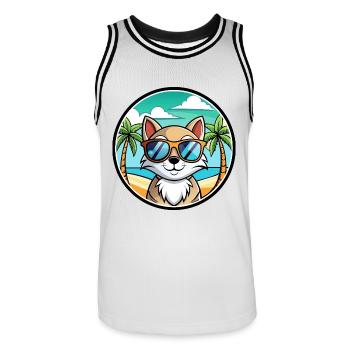 Schneeschuh Katze Rasse Cartoon Sonnenbrille Strand - Männer Basketball-Trikot - Weiß/Schwarz - Vorne - AI Model Male 185 dark (185cm)