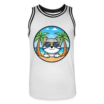 Schneeschuh Katze Rasse Cartoon Sonnenbrille Strand - Männer Basketball-Trikot - Weiß/Schwarz - Vorne - AI Model Male 185 dark (185cm)