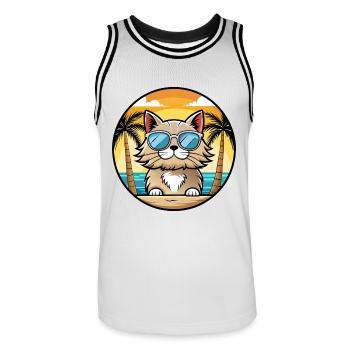 Selkirk Rex Cat Breed Cartoon Lunettes de soleil Beach - Maillot de basket Homme - blanc/noir - Devant - AI Model Male 185 dark (185cm)
