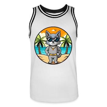 Korat Katzenrasse Cartoon Sonnenbrille Strand - Männer Basketball-Trikot - Weiß/Schwarz - Vorne - AI Model Male 185 dark (185cm)