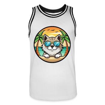 Himalaya-Katzenrasse Cartoon-Sonnenbrille Strand - Männer Basketball-Trikot - Weiß/Schwarz - Vorne - AI Model Male 185 dark (185cm)