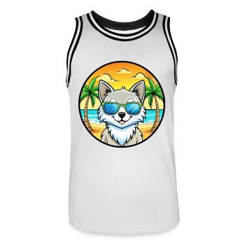 Lunettes de soleil de plage de race de chat angora turc - Maillot de basket Homme - blanc/noir - Devant - AI Model Male 185 dark (185cm)