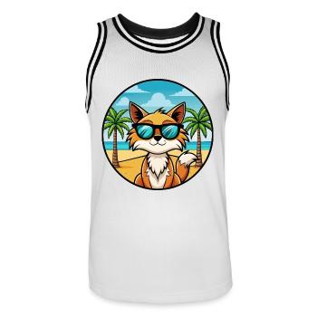 Somali Katzenrasse Cartoon Sonnenbrille Strand - Männer Basketball-Trikot - Weiß/Schwarz - Vorne - AI Model Male 185 dark (185cm)