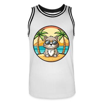 Laperm Cat Breed Cartoon Lunettes de soleil Beach - Maillot de basket Homme - blanc/noir - Devant - AI Model Male 185 dark (185cm)