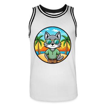 Korat Katzenrasse Cartoon Sonnenbrille Strand - Männer Basketball-Trikot - Weiß/Schwarz - Vorne - AI Model Male 185 dark (185cm)