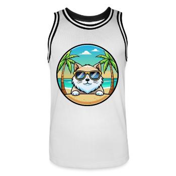 Himalaya-Katzenrasse Cartoon-Sonnenbrille Strand - Männer Basketball-Trikot - Weiß/Schwarz - Vorne - AI Model Male 185 dark (185cm)