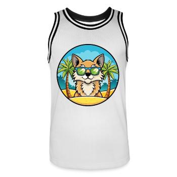 Lunettes de soleil de dessin animé de race de chat à poil long allemand plage - Maillot de basket Homme - blanc/noir - Devant - AI Model Male 185 dark (185cm)