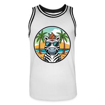Zebra Lustige Cartoon Sommer Strand Sonnenbrille Cool - Männer Basketball-Trikot - Weiß/Schwarz - Vorne - AI Model Male 185 dark (185cm)