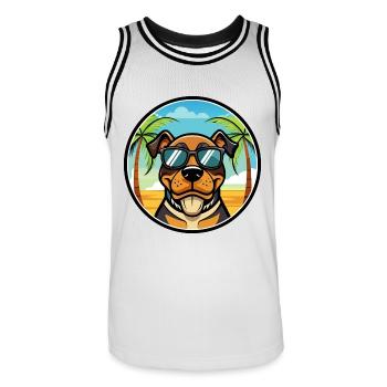 Lunettes de soleil Rottweiler Dog Cartoon Summer Beach - Maillot de basket Homme - blanc/noir - Devant - AI Model Male 185 dark (185cm)