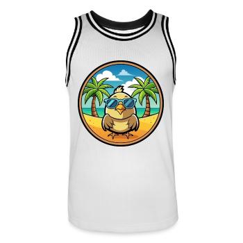 Wachtel Lustige Cartoon Sommer Strand Sonnenbrille Cool - Männer Basketball-Trikot - Weiß/Schwarz - Vorne - AI Model Male 185 dark (185cm)