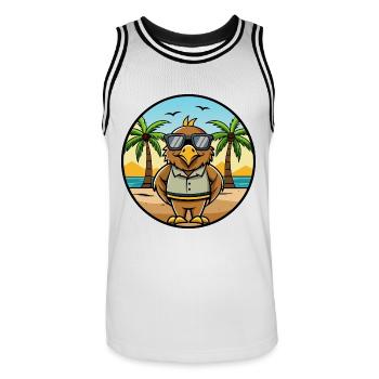 Hawk Lustige Cartoon Sommer Strand Sonnenbrille Aufkleber - Männer Basketball-Trikot - Weiß/Schwarz - Vorne - AI Model Male 185 dark (185cm)