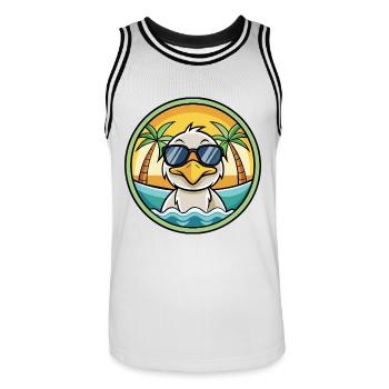 Ente Lustige Cartoon Sommer Strand Sonnenbrille Aufkleber - Männer Basketball-Trikot - Weiß/Schwarz - Vorne - AI Model Male 185 dark (185cm)