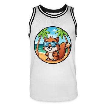 Écureuil Drôle Dessin Animé Plage Été Lunettes de soleil - Maillot de basket Homme - blanc/noir - Devant - AI Model Male 185 dark (185cm)