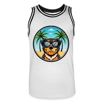 Lunettes de soleil Rottweiler Dog Cartoon Summer Beach - Maillot de basket Homme - blanc/noir - Devant - AI Model Male 185 dark (185cm)