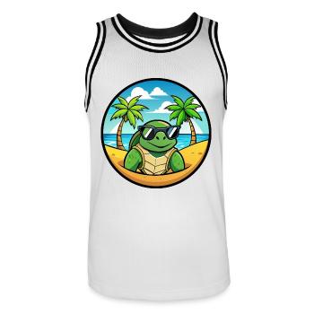 Turtle Funny Cartoon Summer Beach Sunglasses Cool - Men's Basketball Jersey - white/black - Front - AI Model Male 185 dark (185cm)