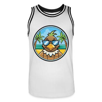 Wachtel Lustige Cartoon Sommer Strand Sonnenbrille Cool - Männer Basketball-Trikot - Weiß/Schwarz - Vorne - AI Model Male 185 dark (185cm)