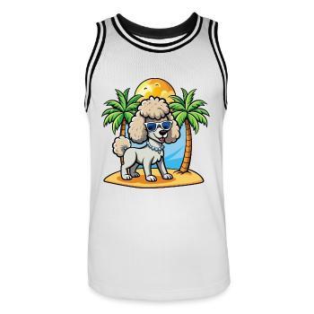 Pudel Hund Lustige Cartoon Sommer Strand Sonnenbrille - Männer Basketball-Trikot - Weiß/Schwarz - Vorne - AI Model Male 185 dark (185cm)