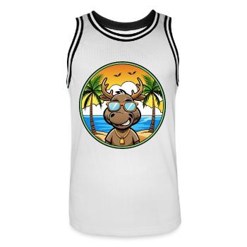 Elch Lustige Cartoon Sommer Strand Sonnenbrille Cool - Männer Basketball-Trikot - Weiß/Schwarz - Vorne - AI Model Male 185 dark (185cm)