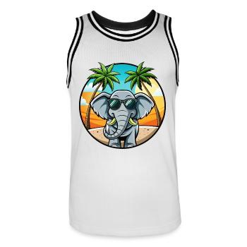 Lunettes de soleil de plage d’été de dessin animé drôle d’éléphant - Maillot de basket Homme - blanc/noir - Devant - AI Model Male 185 dark (185cm)