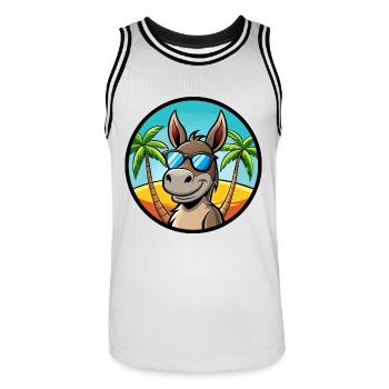 Esel Lustige Cartoon Sommer Strand Sonnenbrille Cool - Männer Basketball-Trikot - Weiß/Schwarz - Vorne - AI Model Male 185 dark (185cm)