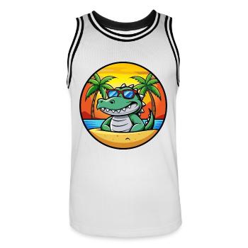 Krokodil Lustige Cartoon Sommer Strand Sonnenbrille - Männer Basketball-Trikot - Weiß/Schwarz - Vorne - AI Model Male 185 dark (185cm)