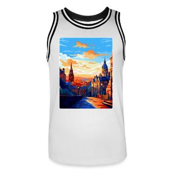 Edinburgh Schottland Großbritannien Reiseposter Souvenir WPA - Männer Basketball-Trikot - Weiß/Schwarz - Vorne - AI Model Male 185 dark (185cm)