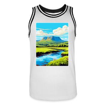 Brecon Beacons Wales Uk Travel Poster Souvenir WPA - Men's Basketball Jersey - white/black - Front - AI Model Male 185 dark (185cm)