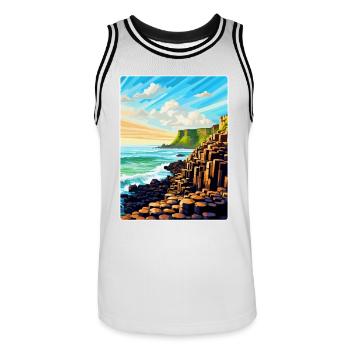 Giant Causeway Irland Uk Reiseposter Souvenir - Männer Basketball-Trikot - Weiß/Schwarz - Vorne - AI Model Male 185 dark (185cm)